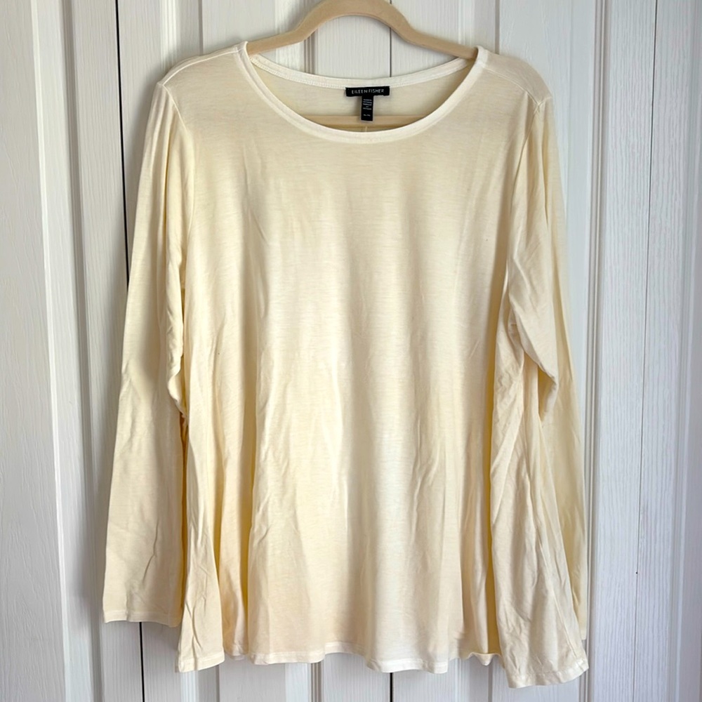 Eileen Fisher Long Sleeve Tencel Lyocell Top Size XL  Cream Color